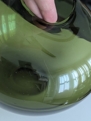 Vtg Green DROP VASE Mid Century Modern Sculptural Holmegaard Style Irregular Art - Picture 23 of 23