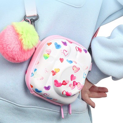 Instant Camera Protective Case Colorful Hearts Pattern Shock Proof Hard Shell