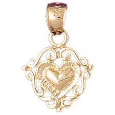 Heart Charm Pendant 14k Gold