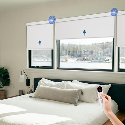Motorized Blinds for Windows -  Roller Window Shades with Remote, No-Drill