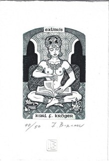 IGOR BARANOV: Exlibris für Karl F. Kröger sitzender Akt