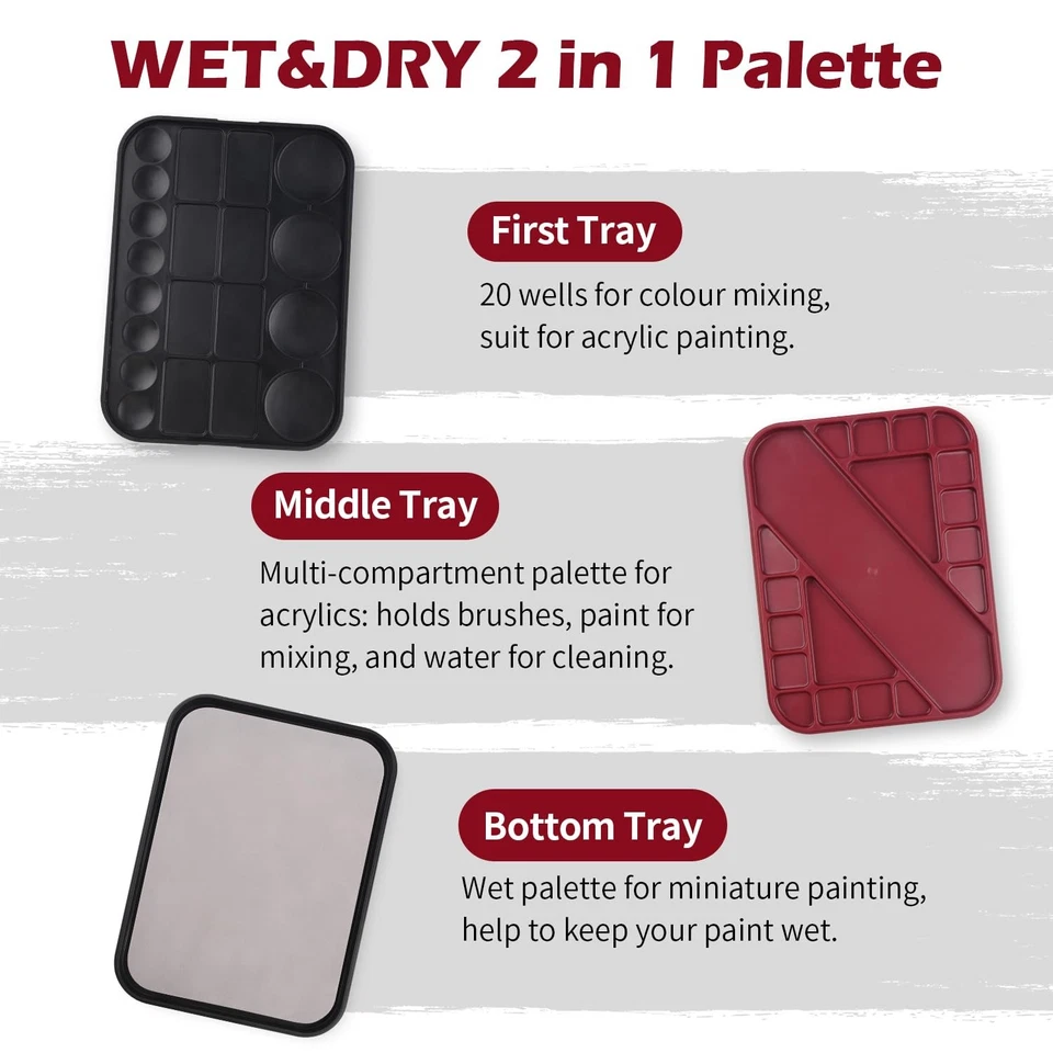 Wet Palette for Miniatures with 11 Brushes, Palette Paper, Sponges - Изображение 3 из 4