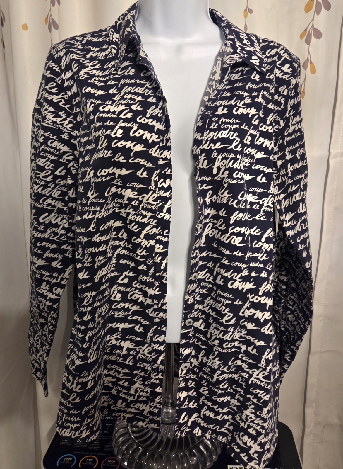 Chico's script print non-iron button-up shirt, na… - image 2