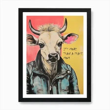 Funny Cow Poster Printable Punk Wal Framed Wall Art Poster Canvas Print Picture