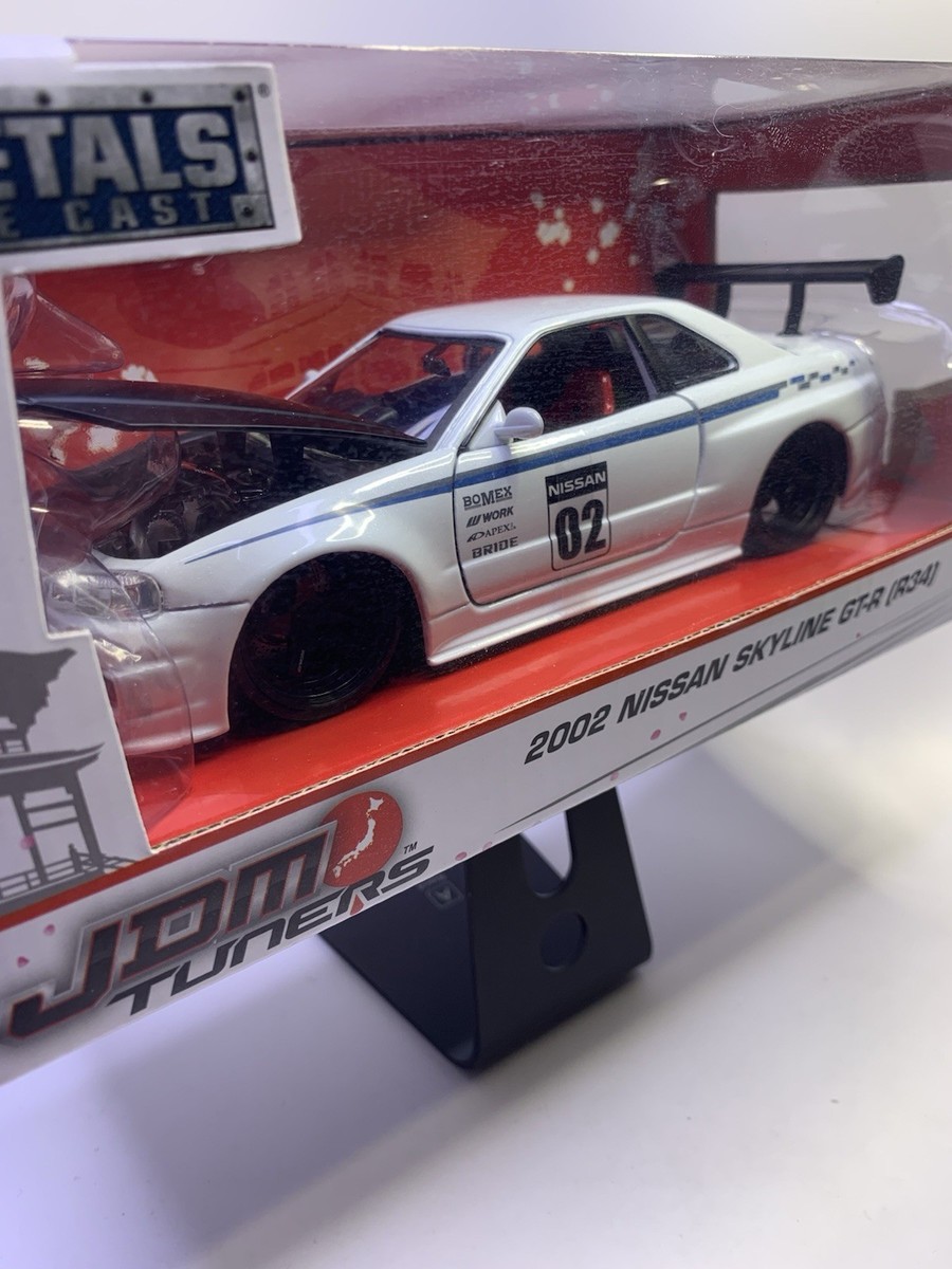 JADA JDM 2002 NISSAN SKYLINE GTR R34 WHITE 1:24 DIECAST MODEL NEW