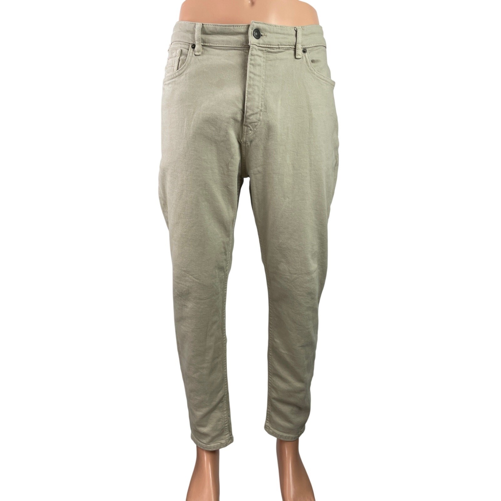 Pantalones MNG Mango Para Hombre Beige Caqui tiro medio Informales Pierna Recta Talla 36
