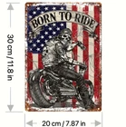 NEW 2D 8"x12" Vintage USA Motorcycle Metal Novelty "Born to Ride" Tin-Style Sign