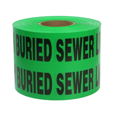 Presco Underground Non-Detectable Tape: 6 in. x 1000 ft. CAUTION BURIED SEWER LI