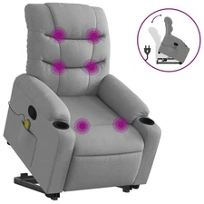 Stand up Massage Recliner Chair Power Lift Wingback for Elderly Fabric vidaXL