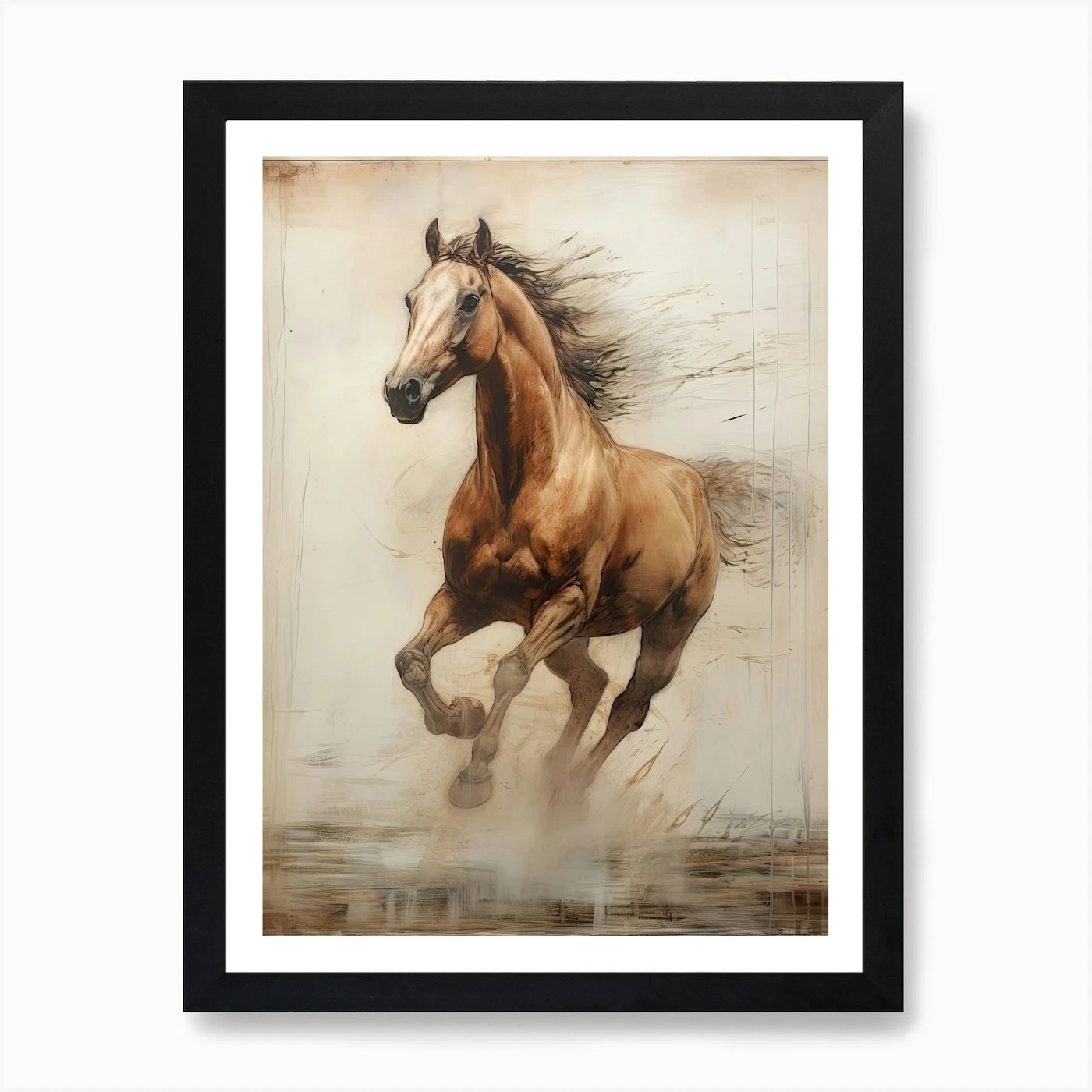 A Horse Painting In The Style Of En Framed Wall Art Poster Canvas Print Picture