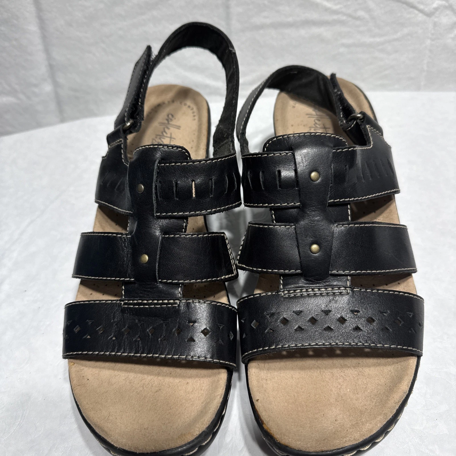Sandali donna Clarks taglia 10 pelle nera collezione comodi nuovi