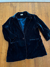 Ecru Black One-Button Lined Blazer Jacket 3/4 Sleeve Mid-Length Women S