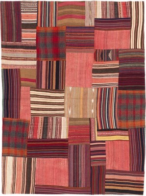Kelim Patch Teppich 147x200 cm handgewebt Wolle Persien Unikat Neu