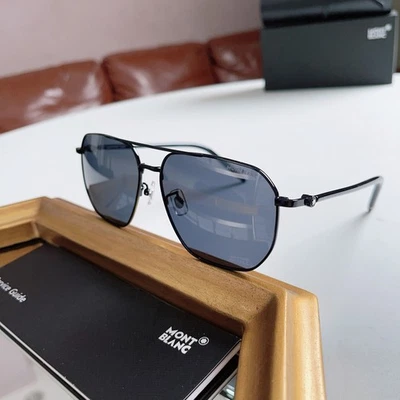 Gafas de sol Montblanc MB0367A unisex cuadradas marco negro completo humo oscuro56-17-145 - Imagen 1 de 2