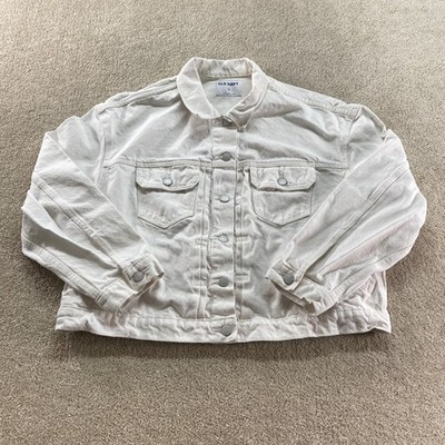 Old Navy Jacket Womens XL White Denim Trucker Cream Cotton Button Up Coat