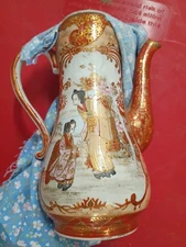 Hand Painted Geisha  Nippon Japanese Teapot Vintage Antique