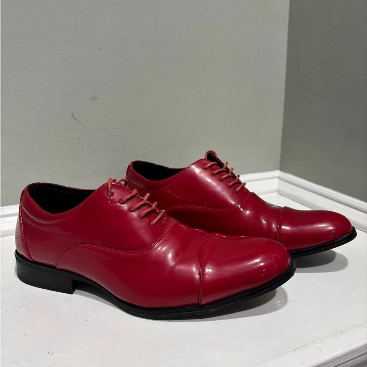 Stacy Adams Gala Red Patent Cap Toe Dress Shoes Mens 9.5M NIB Oxford Red Patent Leather Dress Shoes for Men for sale | eBay main image 2