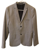 H M Blazer Men's Size 36R gray slim Fit 2 Button Sports Coat single breast