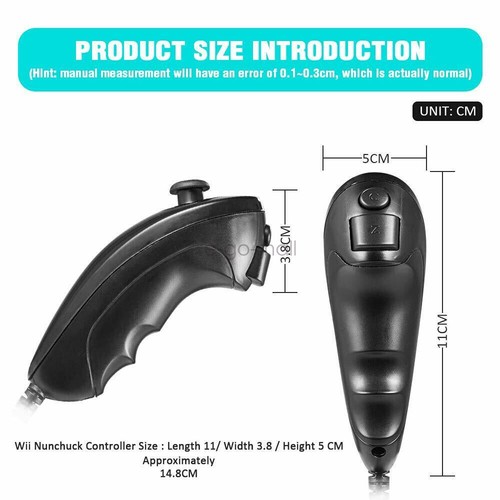 2 Pack Wii Nunchuck of Black Nintendo nunchucks for Nintendo Wii or Wii U Remote - Picture 13 of 52