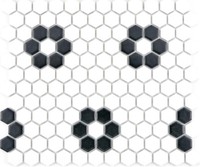 Mosaik Hexagonal Uni Schwarz Weiß Matt Fliesenspiegel 11A-0103 | 10 Mosaikmatten