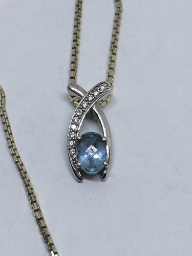 Sterling Silver 18” Topaz Pendant Necklace 6 Grams (1-17) - Picture 2 of 4