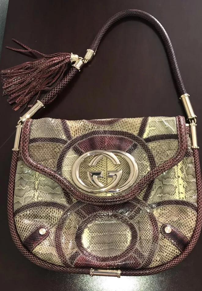 Gucci Britt GG Patchwork Croco/Python/Authentique Rare Unique Édition Limitée