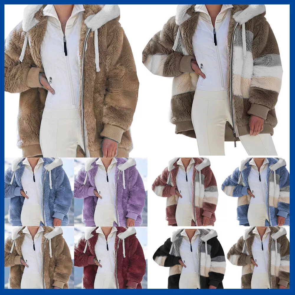 Women Plush Warm Winter Jacket Teddyfur Baggy Fleece Jackets Casual Coat Outwear