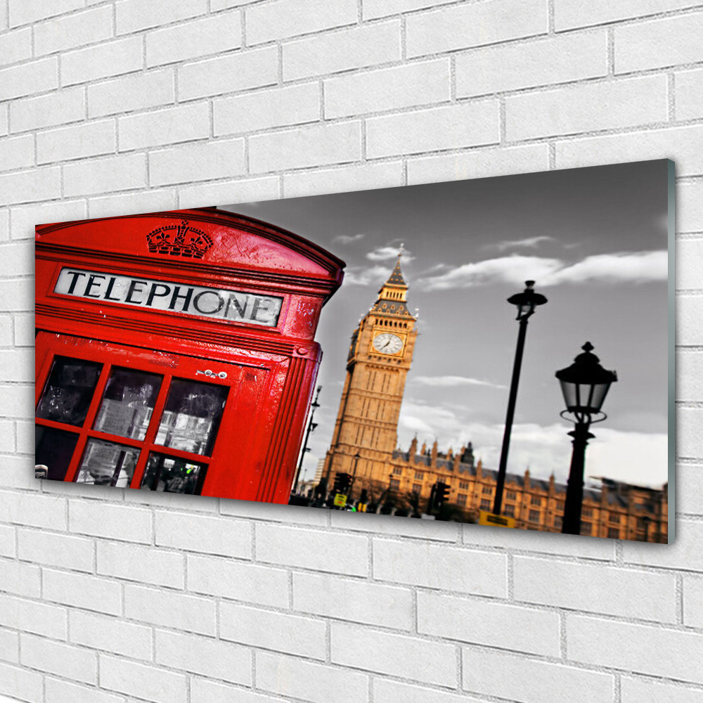 Impression sur verre 125x50 cm pour habiller un grand mur vide motif cabine téléphonique