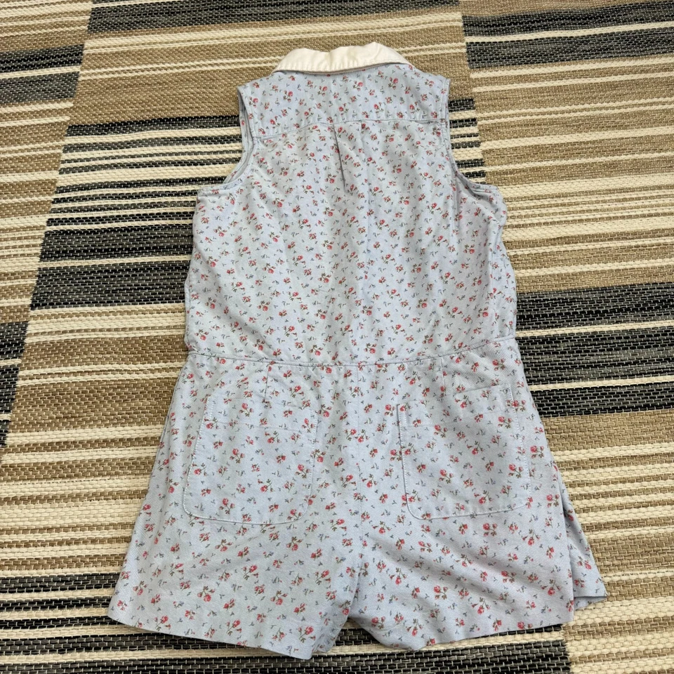 Ralph Lauren Niñas Floral Sin Mangas Mameluco Pantalones Cortos Preppy Azul Claro Talla 16 Foto 4 de 4
