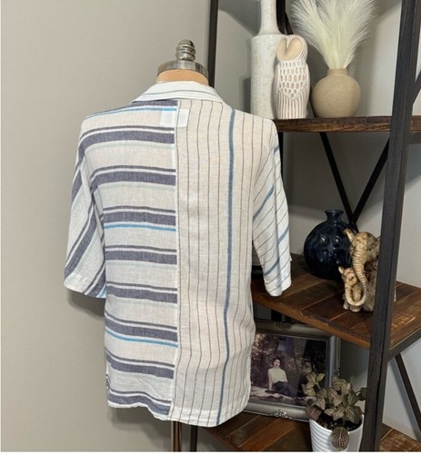 Rails Finley Shirt Mixed Agean Blue Stripe Linen Blend Women’s SIZE SMALL - Picture 5 of 13