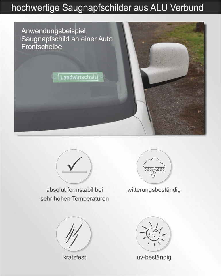 JAGDSCHUTZ LANDWIRTSCHAFT FORSTBETRIEB WUNSCHTEXT Schild Saugnapf Auto Aufkleber - Bild 2 von 2