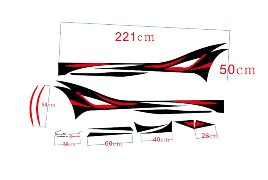 Red&Black Wheel flame trajectory  Car Side Body Waterproof Vinyl Decal Sticker - Image 3 of 4