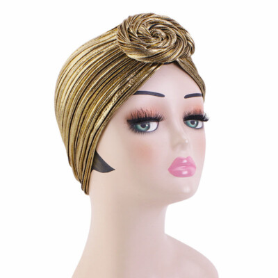 Indian Twist Knot Women Muslim Pleated Hijab Turban Bonnet Hair Loss Cap Chemo