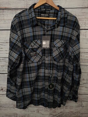 Howitzer Button-Down Shirt 2X Grey-Blue Flannel Plaid Cotton Don't tread NEW