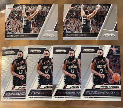2017-18 Prizm James Harden Lot x 6 Get Hyped Insert Base x2 + Fundamentals x 4