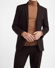 NEW EXPRESS 248 BROWN TEXTURED SLIM LUXE COMFORT SOFT SUIT JACKET SZ 36S