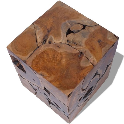 2 PCS Solid Teak Stools Wooden Coffee Table Rustic Footrest Side Tables Brown - Picture 7 of 11