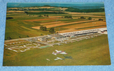 Vintage Postcard Mosbach Lohrbach Airport Flugplatz Aerial View Mosbach Germany