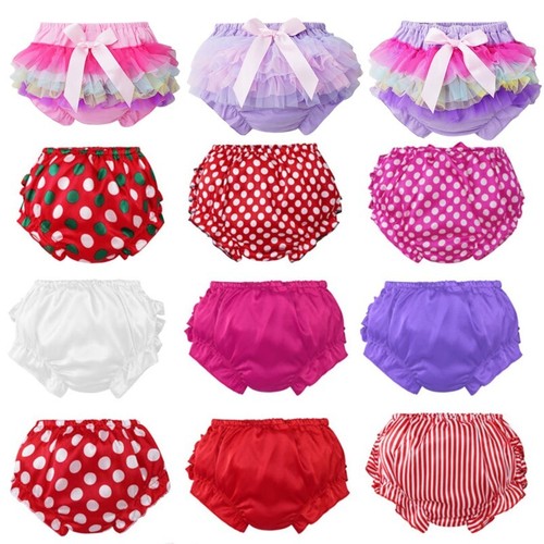 Baby Girls Ruffled Bloomers Bottoms Toddler Casual Briefs Polka Dots Underwear - Afbeelding 1 van 71