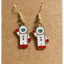 Homemade Astronaut Dangle Earrings 1in