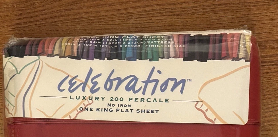 NEW Mervyns Celebration Luxury 200 Percale Red King Flat Sheet - Image 2 of 3