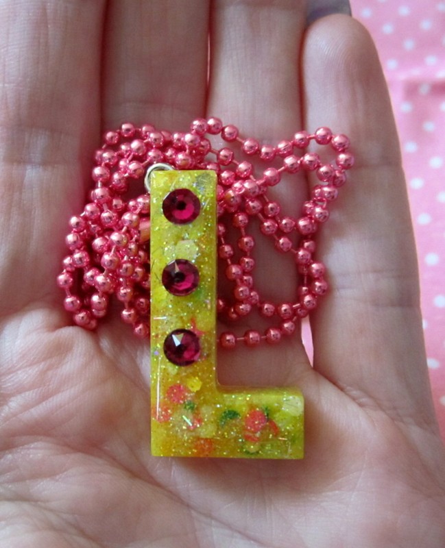 Letter "L" Necklace - Initial Name - Handmade  w/ Swarovski Crystals