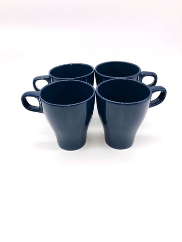 Vintage Set of 4 Ikea Fargrik 8 oz. Ceramic Blue Mugs - Picture 2 of 6