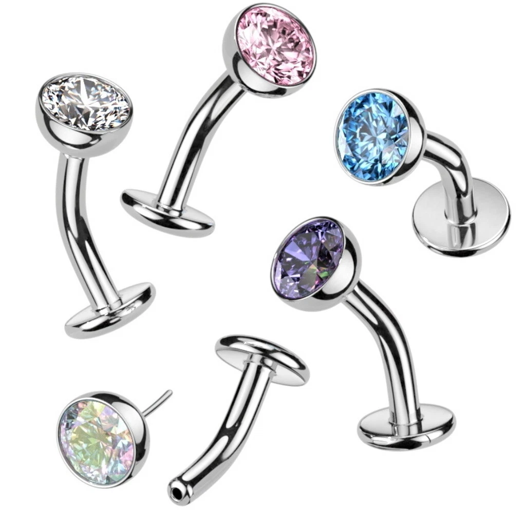 PETITE FLOATING CZ THREADLESS PUSH IN TITANIUM BELLY BUTTON NAVEL