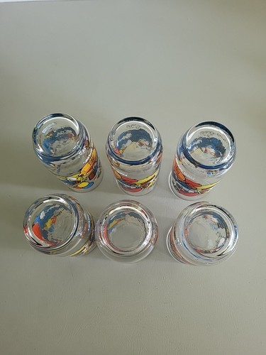 Vtg 1983 Hardees Smurf Glasses Set of 6 Papa Smurf By Peyo-All 6 The Same - Picture 8 of 9