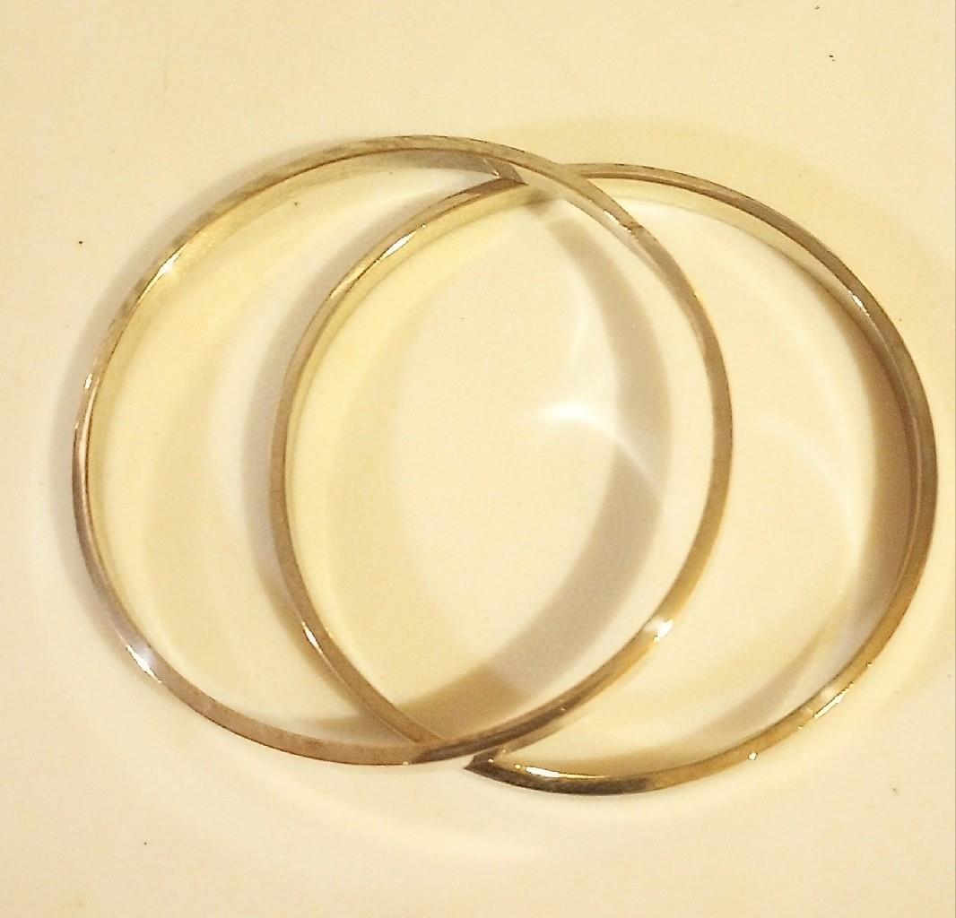 Pair Nice Quality Silver Plated Bangle Bracelets … - image 1