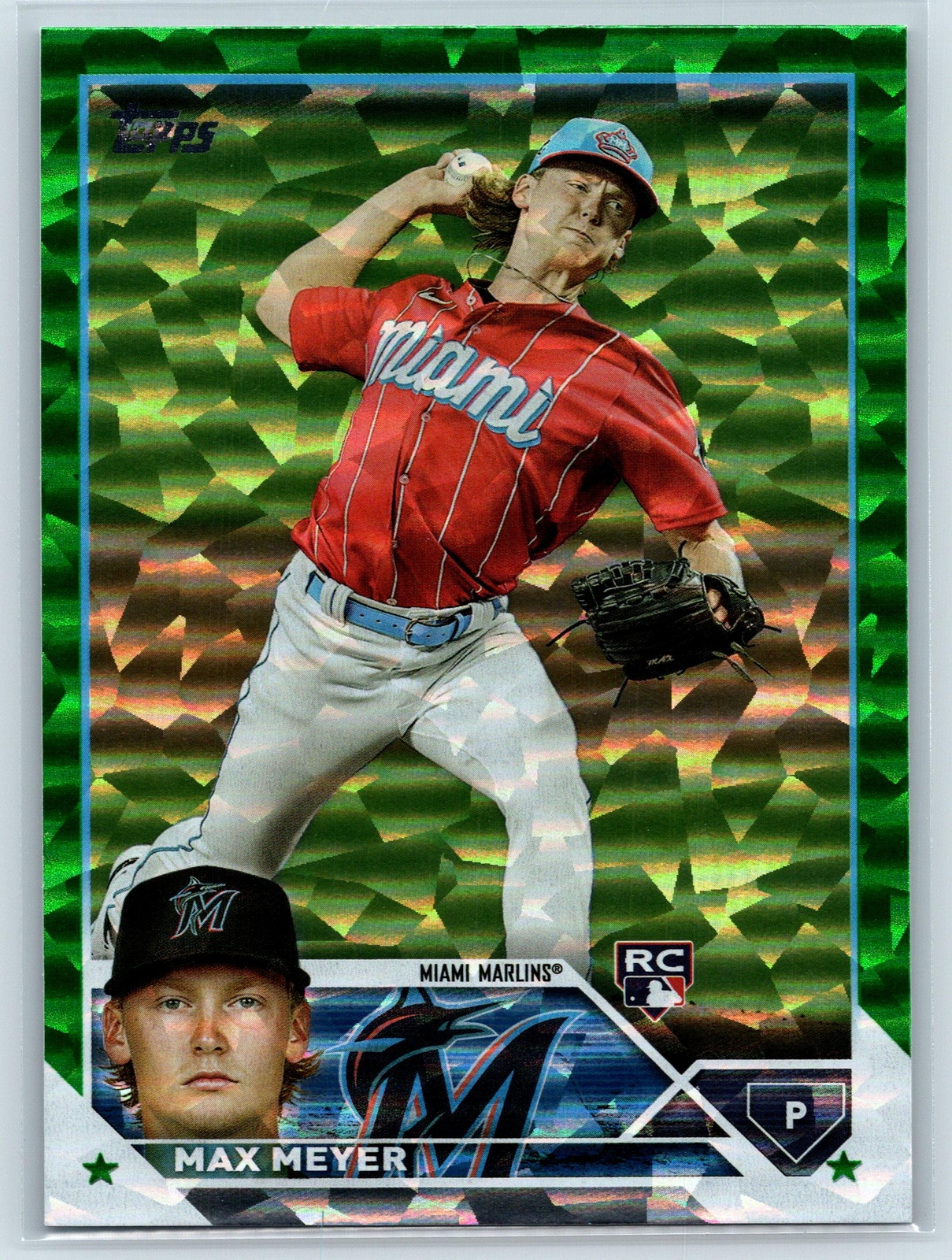 Max Meyer 2023 Topps Green Foil RC,SN #/499 Miami Marlins #388