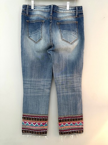 Driftwood Jeans Women 29 Blue Colette Embroidered Sequin Trim Boho NWOT - Picture 3 of 6