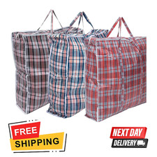 5x JUMBO LAUNDRY BAGS Zipped Reusable Large Strong Shopping Storage Bag Moving