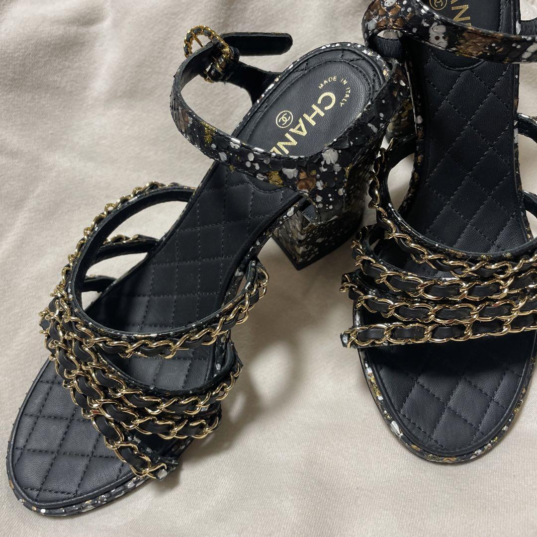 HGSX170/CHANEL パンプス ココマーク チェーン 35 1/2 CHANEL （新品・未使用品）】シャネル バレリーナ ココマーク